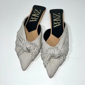 Zara Knitted Striped Mules Slides Size 40 (EU) / 9 (US)